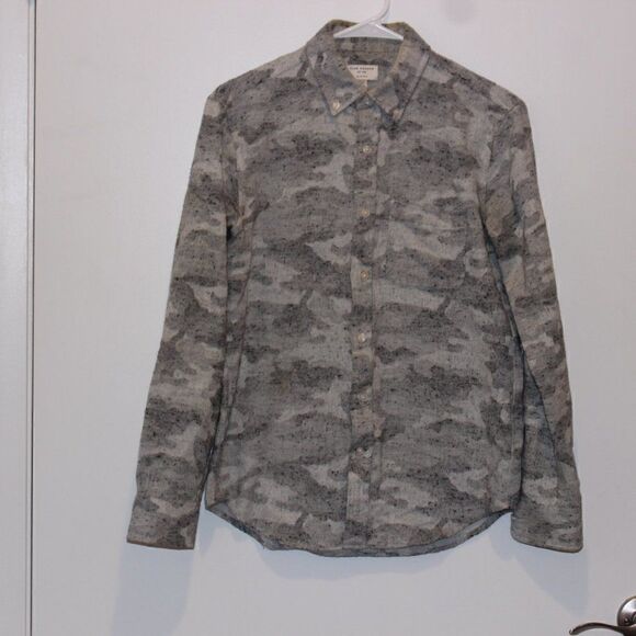 Club Monaco Gray Military Print Button Down Slim Fit Dress Shirts women Size XS - Picture 3 of 12